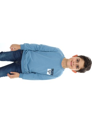 Toontoy Erkek Çocuk Relax Fit Bisiklet Yaka Hafif Düşük Omuz Baskılı Sweatshirt - 2 Iplik