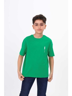 Toontoy Erkek Çocuk Baskılı Bisiklet Yaka Kısa Kollu Tişört