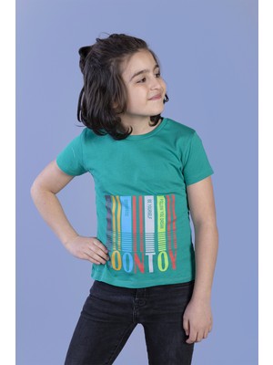 Toontoy Erkek Çocuk Baskılı Bisiklet Yaka Kısa Kollu Tişört - TK12927