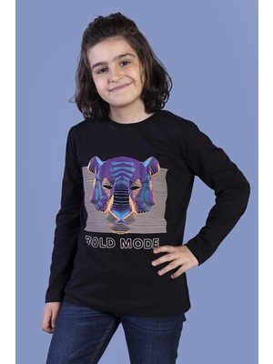 Toontoy Erkek Çocuk Baskılı Bisiklet Yaka Uzun Kollu Tişört