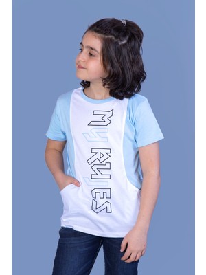 Toontoy Erkek Çocuk Baskılı Bisiklet Yaka Cepli Kısa Kollu Tişört - Renk Bloklu