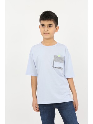 Toontoy Erkek Çocuk Baskılı Bisiklet Yaka Kısa Kollu Tek Cepli Tişört