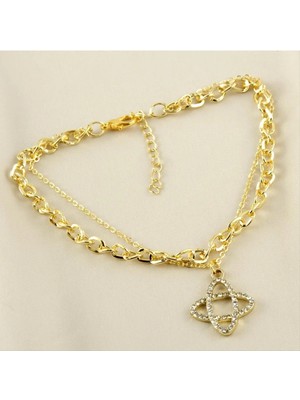 SiHako Çift Zincir Oval Yeni Sezon Taşlı Halhal