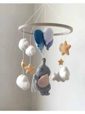 Metfiq (Müziksiz)Ayıcık Gelişim Odaklı Beşik Yanı Keçe Dönence Bebek Çocuk Odası Süsü