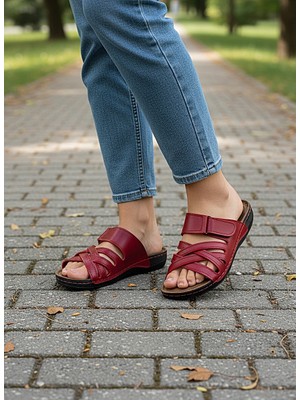 KAFKASLAR AYAKKABI Ortopedik Düz Taban Ter Yapmaz Cırtlı Kadın Anne Terliği