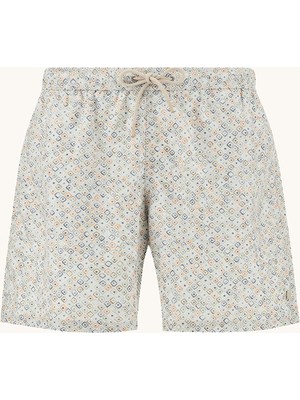 Paul & Shark Erkek Geometrik Desenli Çabuk Kuruyan Kumaş Beli Lastikli Bej Mayo 26415080-G61