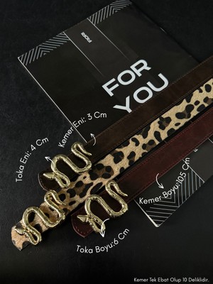 Fiori 3 cm Yılan Tokalı Kadın Pantolon Kemeri, Ceket Kemeri, Elbise Kemeri, Gömlek Kemeri