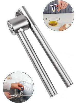 Feyza Design Paslanmaz Çelik Sarımsak Ezici, Ergonomik ve Dayanıklı Mutfak Gereci