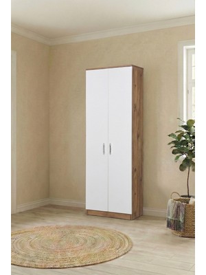 İNDEPPO Loft 2 Kapaklı Çok Amaçlı Dolap (Ceviz - Beyaz)