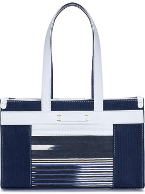 K'ai&Vrosi Midi Zua Lacivert Kanvas Omuz Çantası