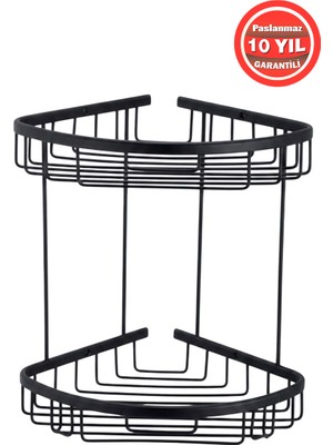 Banyom Home Paslanmaz Pirinç Zerrin 2'li 22X22 cm Şampuanlık Banyo Rafı