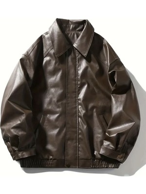 Çerme Oversize Unisex Vintage Kahverengi Deri Ceket