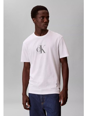 Calvin Klein Erkek Kısa Kol Bisiklet Yaka Ck Yazı Detay Reqular Fit Beyaz T-Shirt LV04RF853G-YAF