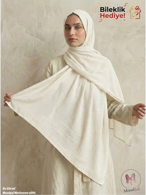 Moodşal Taş Ekru Pamuklu Viskon Şal (Bileklik Hediyeli)