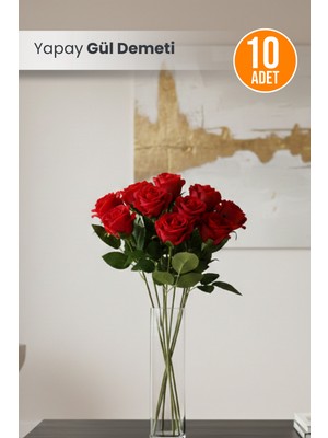 Orvila Yapay Kırmızı Gül Demeti - 10 Adet
