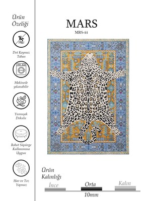Kilim Home Leopar Postu Şeklinde Desenli Halı - Bohem Etnik Turkuaz Çerçeveli Vahşi Salon Halısı