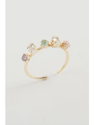 SiHako Oval Renkli Taşlı Yüzük
