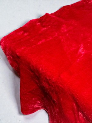 Plush Studio İstanbul Kırmızı Samur Suni Kürk Peluş Kumaş 50X150 cm Orta Tüylü Yumuşak Kumaş