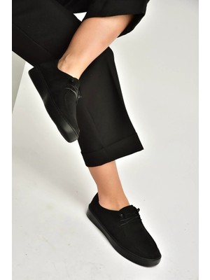 Fox Shoes Y602170902 Siyah Süet Bağcıklı Casual Ayakkabı