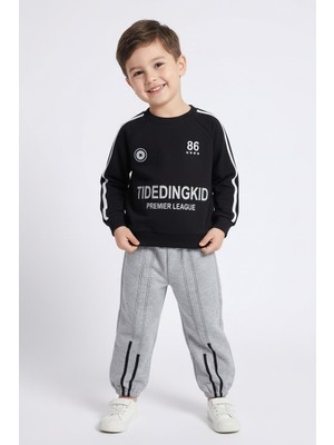 MiaBaby Baskılı Sweat  Şeritli Ikili Takım