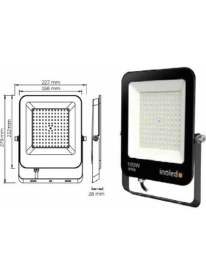 İnoled Inoled 7210-01 ,220VAC/100W BEYAZ/6500K LED Projektör