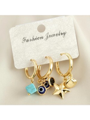 SiHako 3 Adet Lüx Deniz Yıldız Boncuk Küpe