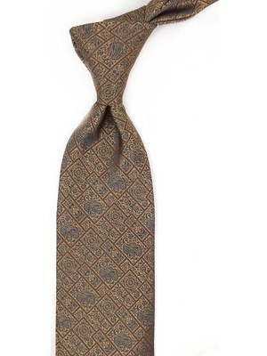 Kravatkolik Safran Kare Desen Mendilli Klasik Kravat KK13330