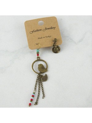 SiHako Kuş Figürlü Boncuklu Küpe