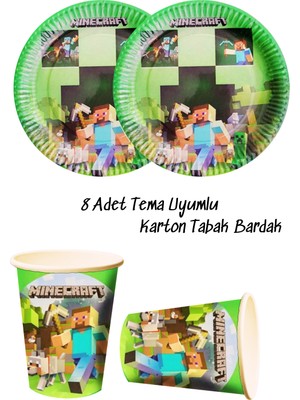 snowparty Minecraft Temalı Tabak Bardak Doğum Günü Süsleri
