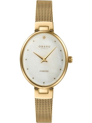 Obaku Denmark V312LXGWMG Quartz Altın Hasır Kordon 24 mm Kadın Kol Saati