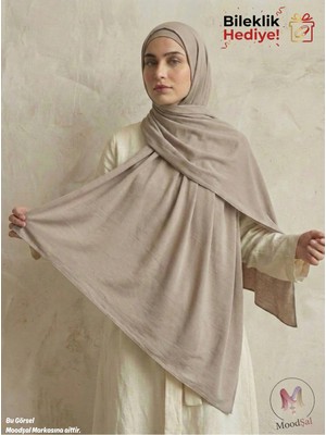 Moodşal Vizon Koyu Bej Pamuklu Viskon Şal (Bileklik Hediyeli)