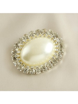 SiHako Oval Inci Taşlı Broş