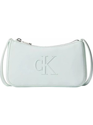 Calvin Klein Kadın Ck Logo Desenli Ayarlanabilir Askılı Fermuarlı Gri Omuz Çantası LV04F1125G-U3L