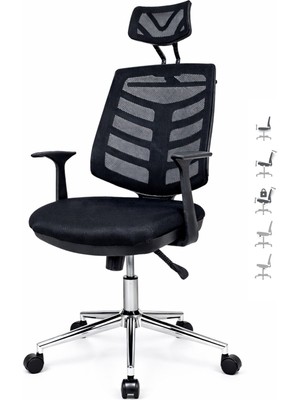 Aule Smart Başlıklı Çalışma Sandalyesi | Bilgisayar & Ofis Sandalyesi | Çalışma Koltuğu – Siyah