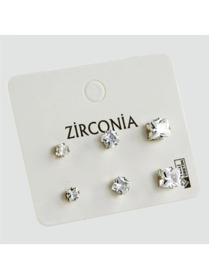 SiHako 6'lı Zirkon Tek Taşlı Küpe