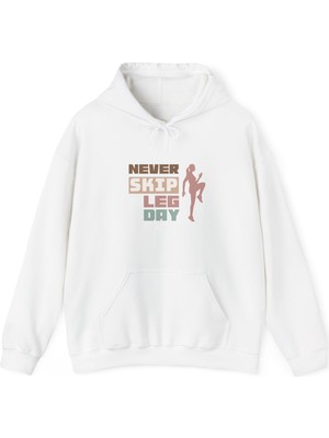 Tişört Kodu Never Skip Leg Day – Kadın Kapüşonlu Sweatshirt