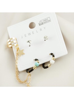 SiHako 5 Adet Yıldız Kum Boncuk Halka Küpe