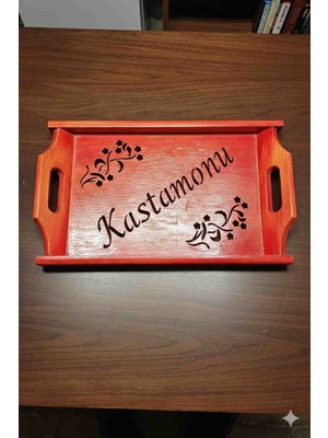 Kastamonu Temalı Lazer Işleme Ahşap Sunum Tepsisi