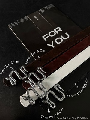 Fiori 3 cm Yılan Tokalı Kadın Pantolon Kemeri, Ceket Kemeri, Elbise Kemeri, Gömlek Kemeri