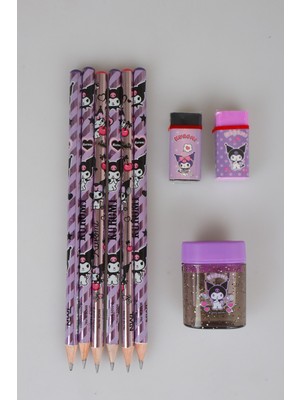 Kuromi Dekomus Cep Defteri Hediyeli Lisanslı Kuromı 6 Adet Kurşun Kalem,2 Adet Silgi ve Kalemtraş Seti