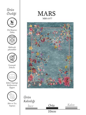 Kilim Home Turkuaz Çiçek Bordürlü Bohem Halı - Renkli Floral Çerçeve Vintage Salon Halısı