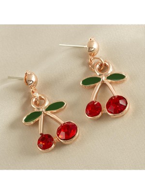 SiHako Kiraz Kristal Taşlı Küpe