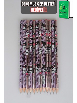 Kuromi Dekomus Cep Defteri Hediyeli Lisanslı Kuromı "12 Adet" Kurşun Kalem Seti