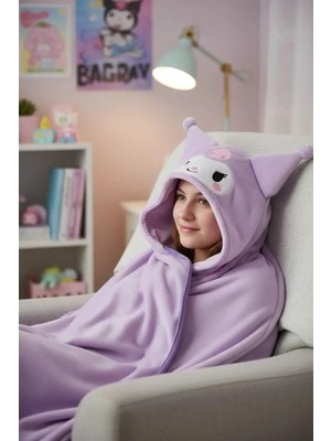 Miniso Sanrio Lisanslı Kuromi Kapüşonlu Battaniye