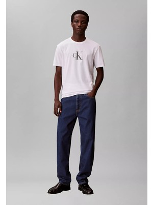 Calvin Klein Erkek Kısa Kol Bisiklet Yaka Ck Yazı Detay Reqular Fit Beyaz T-Shirt LV04RF853G-YAF