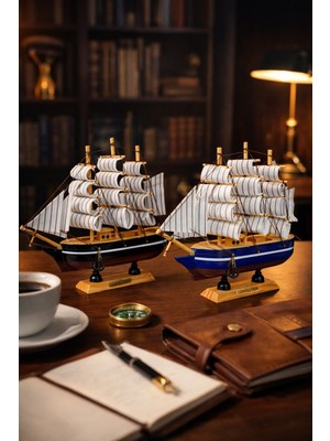 Biton Toptan El Yapımı Ahşap Yelkenli Gemi Maketi 20X20 cm – Dekoratif Ofis & Salon Masa Üstü Hediyelik – 528-DF