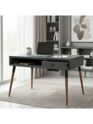 Mobenta Neo Desk | Masif Çalışma Masası, 1 Çekmece ve 1 Laptop Bölmesi - 120 Cm, An
