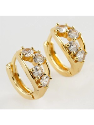 SiHako Zikzak Zirkon Taşlı Lüks Küpe 1,5 cm