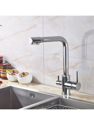 LPD L Arıtmalı Eviye Bataryası (Krom - Saten)