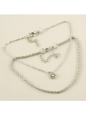 SiHako 2 Adet Zirkon Taşlı Yuvarlak Yeni Sezon Zincir Halhal